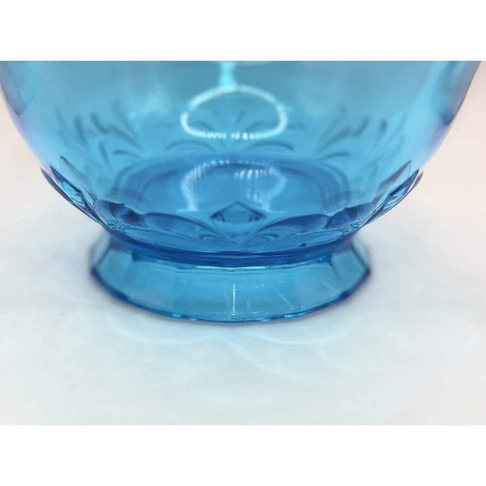Vintage Indiana Glass Co Blue Glass Large Basket 10x10 Oval Decorative USA